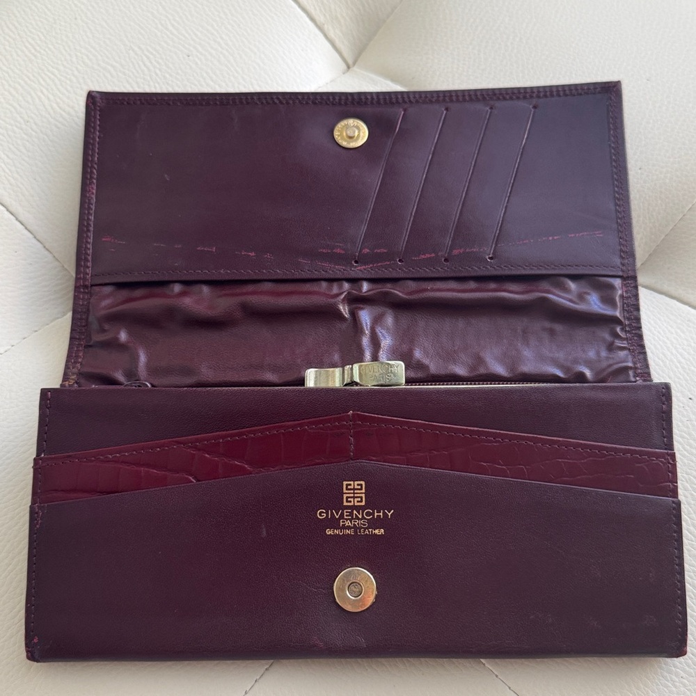 Givenchy Vintage Burgundy Leather Long Wallet - Picture 2 of 12